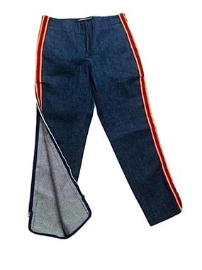 CALVINKLEIN205W39NYC ~ CK Blue Jeans w/Orange Stripes and Bold White Side Zipper